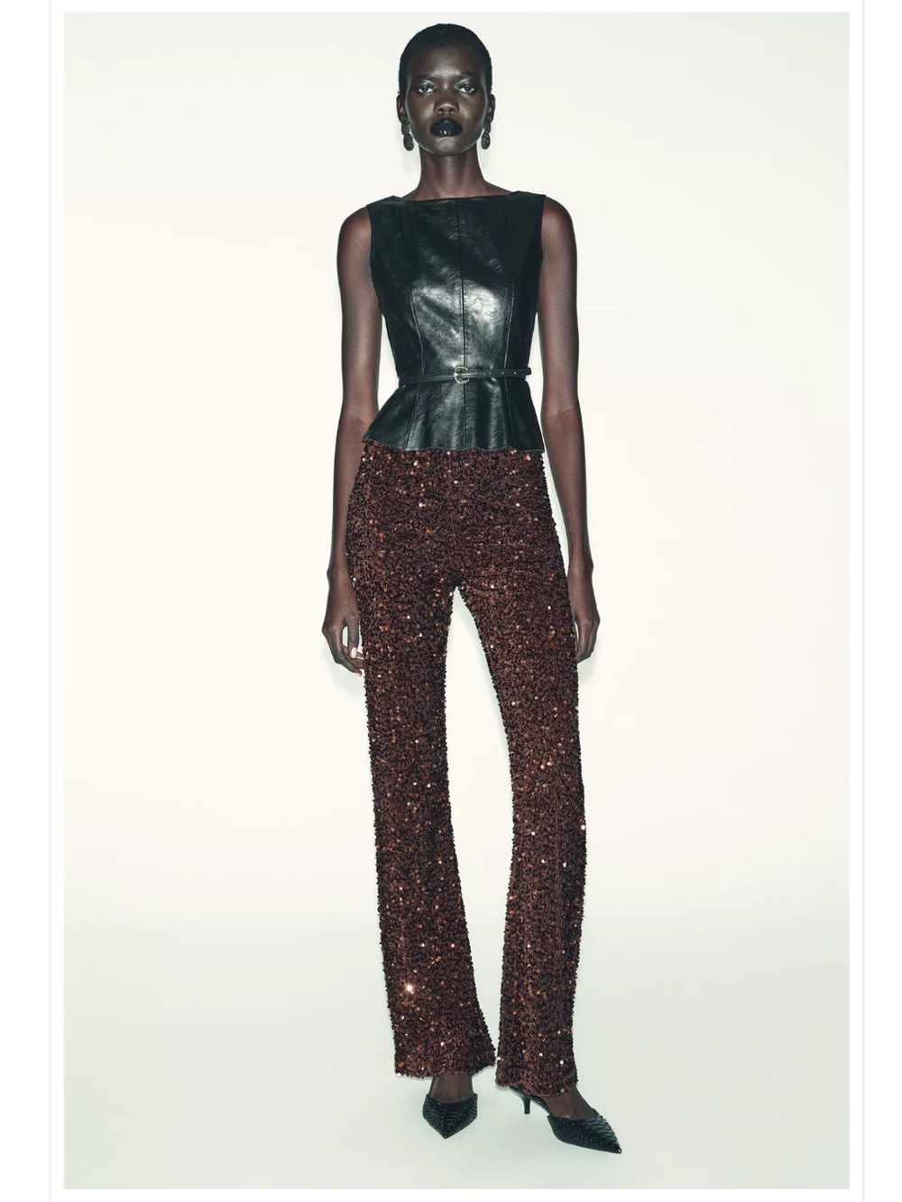 ZARA FLARE VELVET SEQUIN LEGGINGS